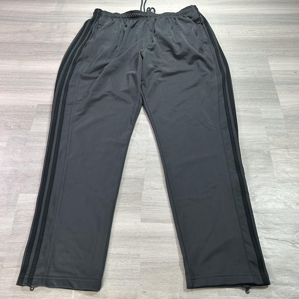 Adidas Primegreen Track Pants‎ Mens 2XL Gray 3 Stripe Zip Hem Athletic IC4469